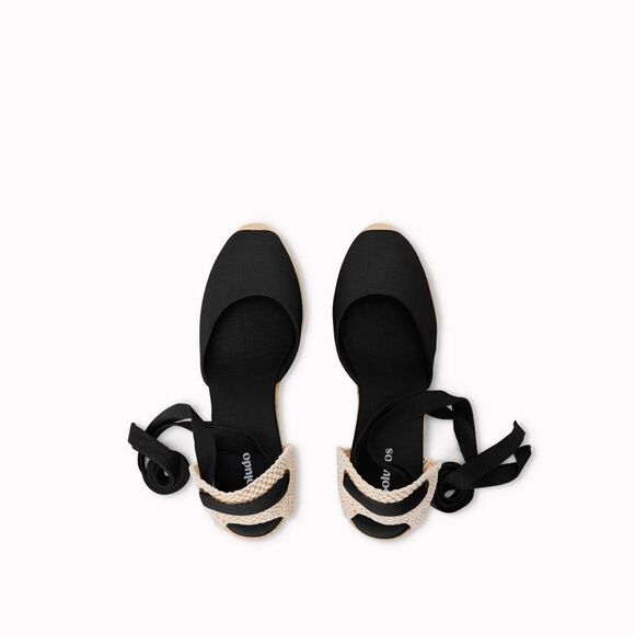 Soludos Black Marseille Espadrilles ankle tie wedges US women’s 8 - Picture 11 of 14